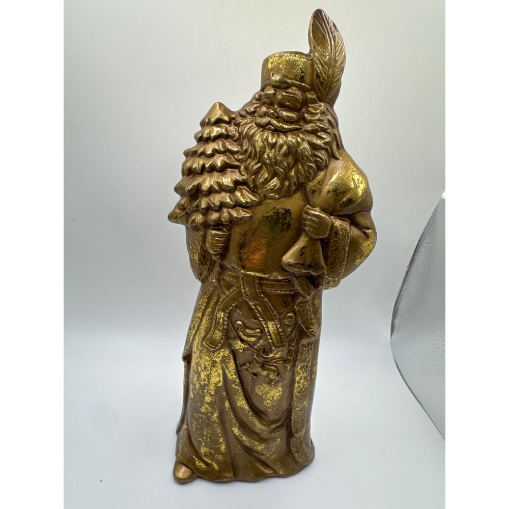 Vintage Gold Old World Santa Claus Figurine Christmas Decor 10 Inch